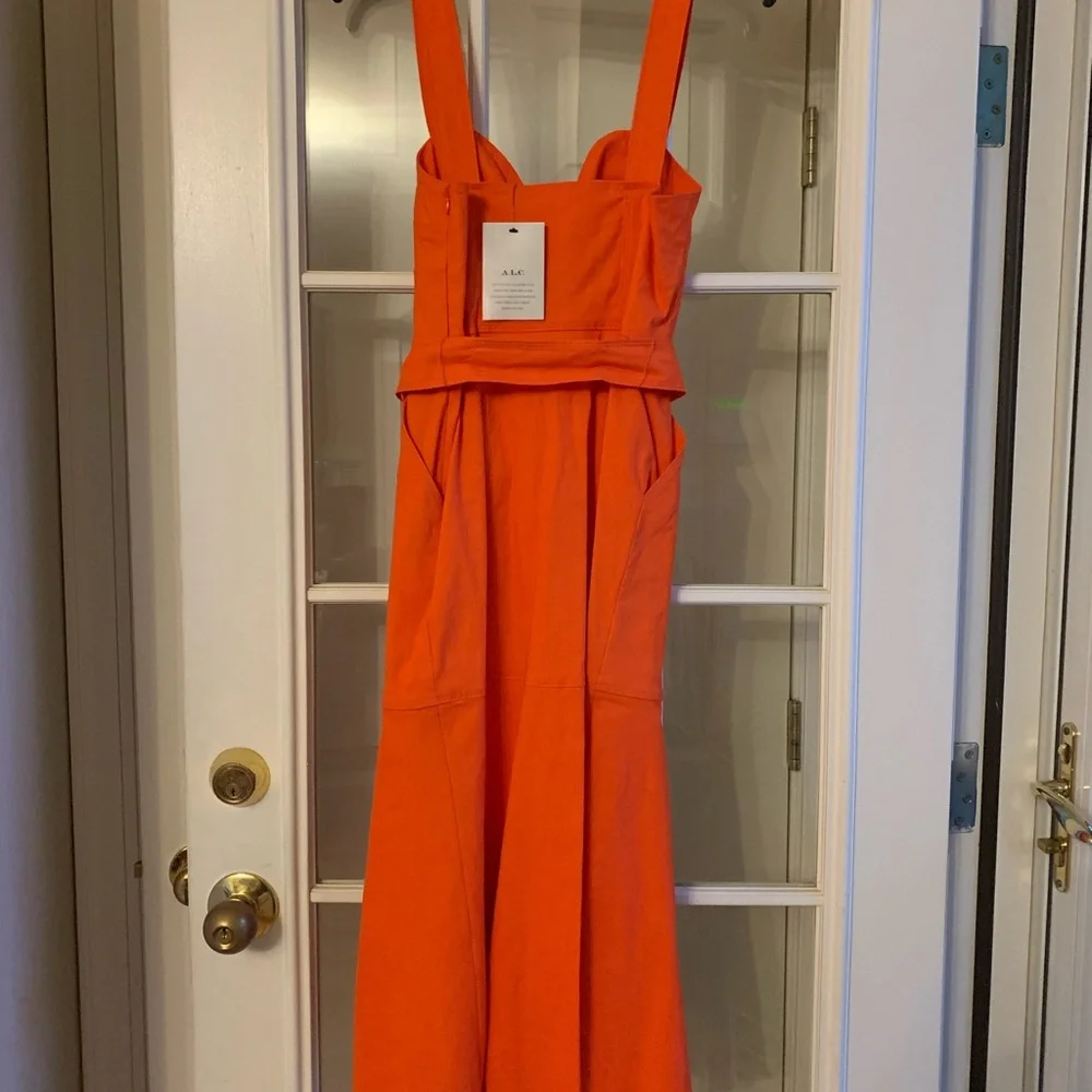 Orange A.L.C. Sabrina Linen Blend Bustier Midi Dress🧡 - Picture 8 of 13